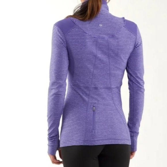 Lululemon half Zip  Pullover Top 6 Heathered Persian Purple Stripe - Picture 9 of 10